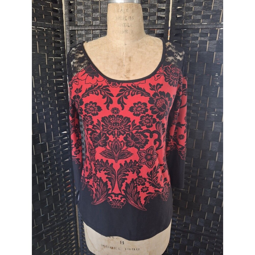In Bloom By Jonquil Babydoll Top Lace Whimsigoth Grunge Red Black Small Floral